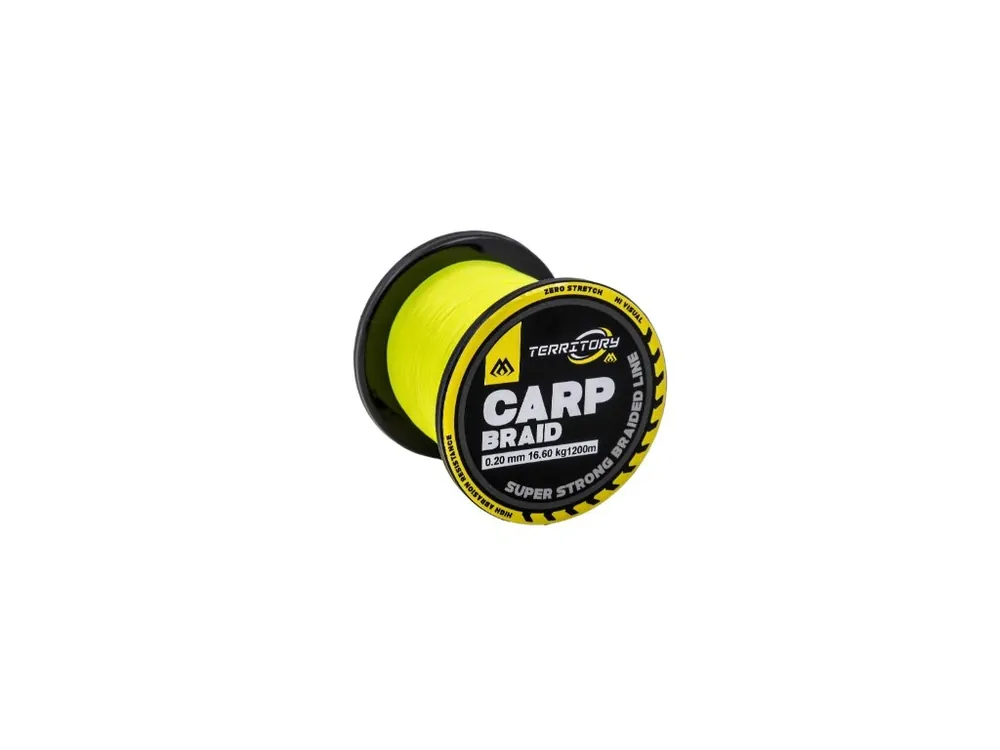Autentický Mikado pletená šňůra TERRITORY CARP BRAID - 0.16mm/12.50kg/1200m - FLUO YELLOW