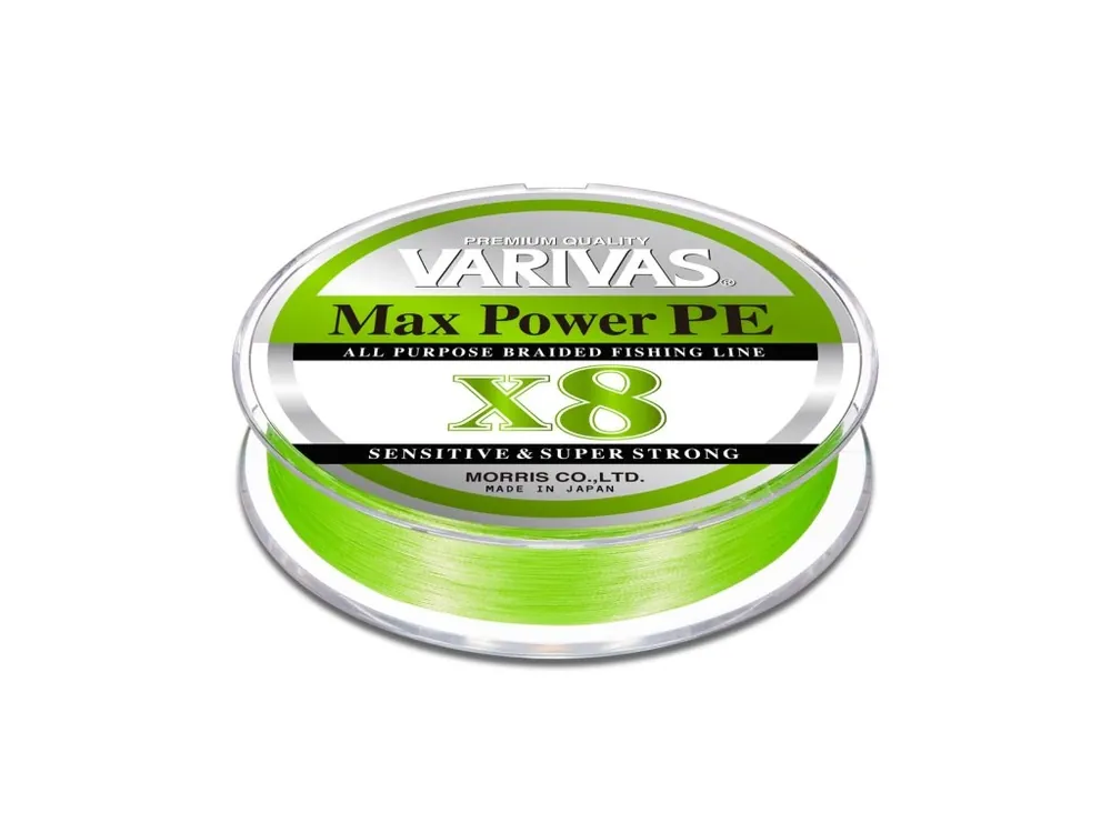 Nejprodávanější Šňůra VARIVAS Max Power PE X8 Lime Green 0,8 150m 0,148mm 7,58kg