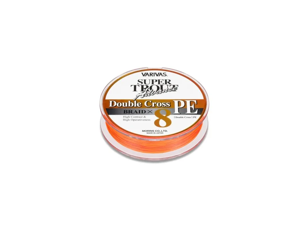 Šňůra Varivas Super Trout Advance Double Cross PE X8 Hi-Vis Orange 0,8 100m 0,153mm 5,17kg Originální