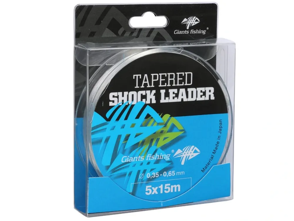 Giants fishing Ujímaný šokový vlasec Tapered Shock Leader 5 x 15 m / 0,35 - 0,65 mm Nová Kolekce