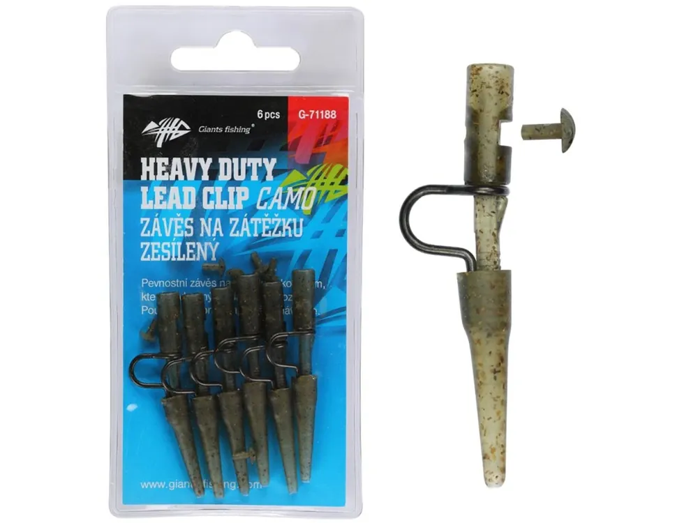 Giants fishing Závěs na zátěžku Heavy Duty Lead Clip with Pin Camo 6ks Časově Omezené