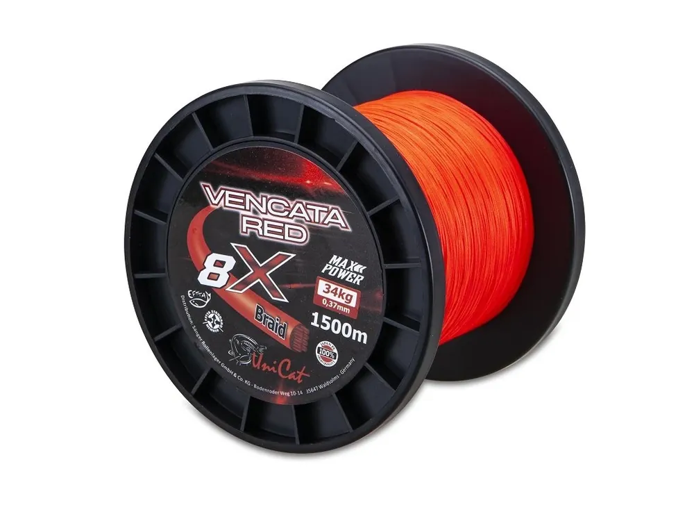 Expresní Doručení Uni Cat šňůra 8 X Vencata Red 0,60mm, 1500m, 57 kg