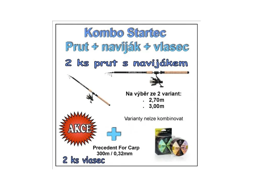 Saenger Kombo Startec Prut + naviják + vlasec 1 + 1 Varianta 3,00m Značkový
