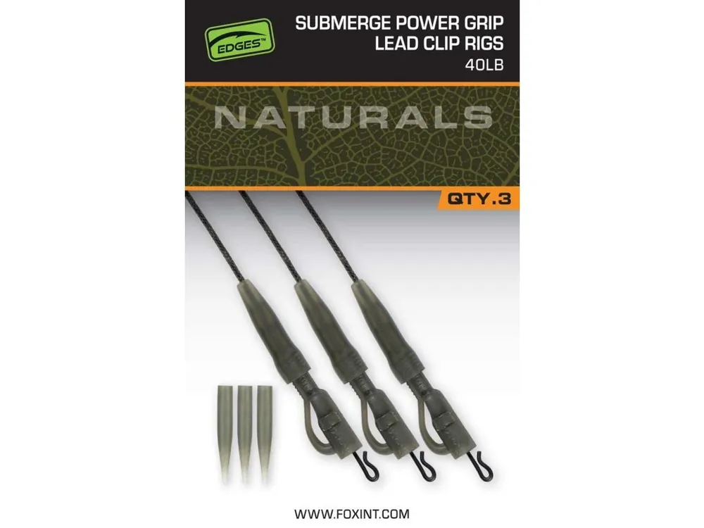 Fox Montáž Edges Naturals Submerge Power Grip Lead Clips 3ks 40lb Speciální Cena