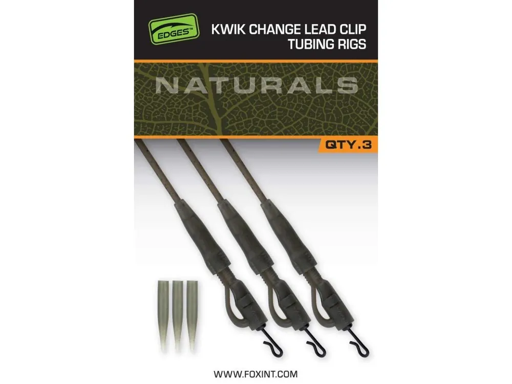 Fox Montáž Edges Naturals Kwik Change Lead Clip Tubing Rigs 3ks Akce