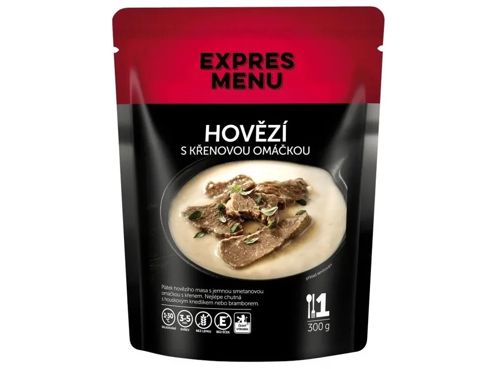 Nejprodávanější Expres Menu Hovězí s křenovou omáčkou 1porce 300g