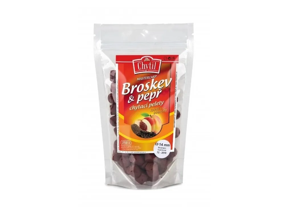 Autentický Chytil Chytací pelety s dírou 14 mm 250 g Broskev/Pepř