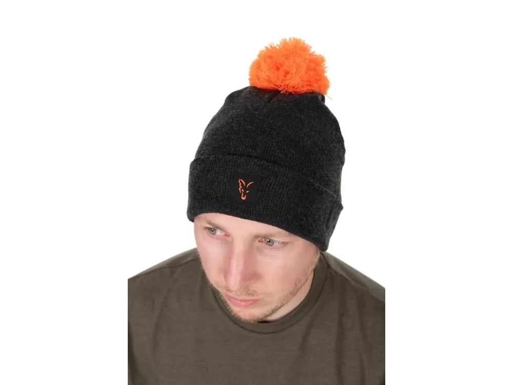 Fox Čepice Collection Bobble Hat Black Orange Výhodná Nabídka