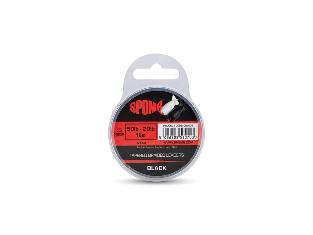 Spomb Šoková šňůra Spomb Tapered Braided Leader Black Dokud Zásoby Vydrží