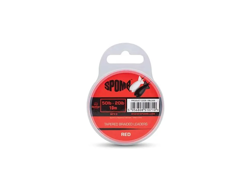 Vysoce Kvalitní Spomb Šoková šňůra Spomb Tapered Braided Leader Red