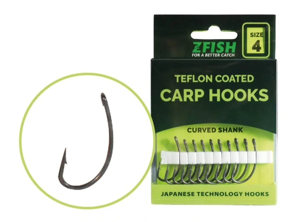 Finální Výprodej Zfish Teflonové Háčky Curved Shank 10 ks vel.4