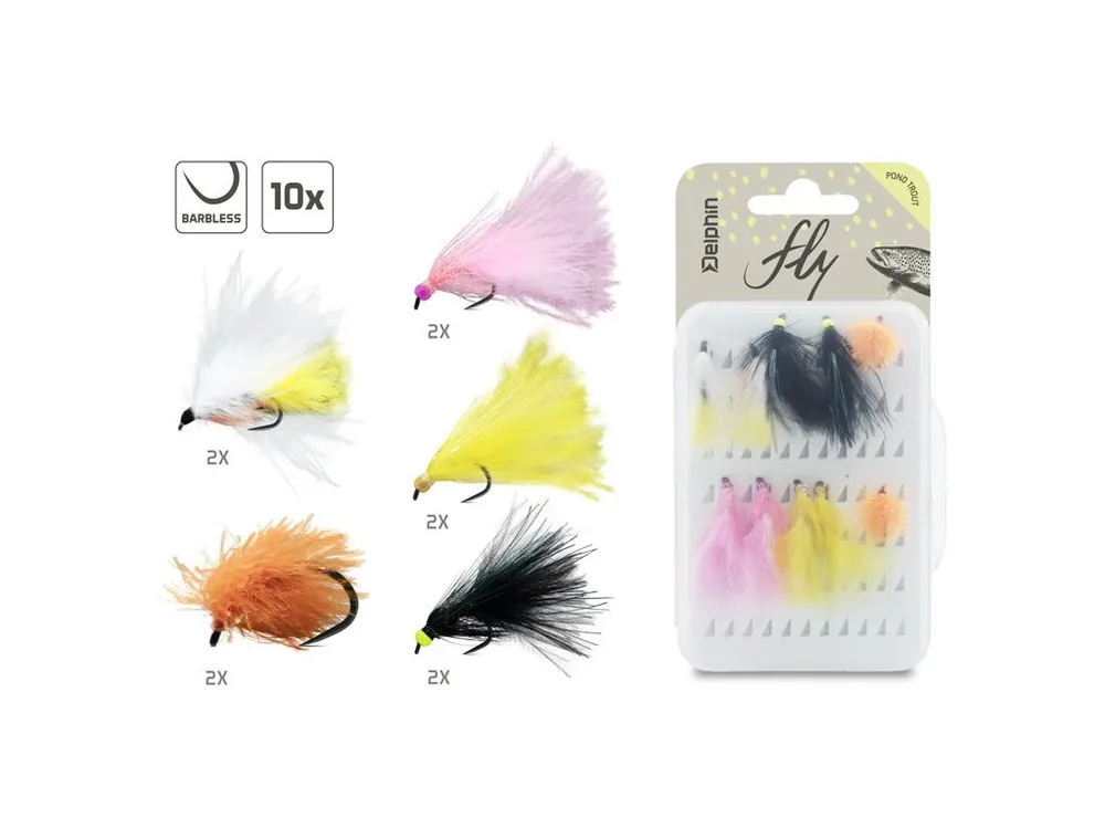Finální Výprodej Delphin Sada Umělých mušek FLY Pond Trout 10 ks