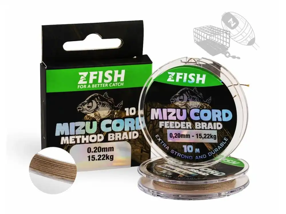 Tovární Cena Zfish Šňůrka MizuCord Method Feeder Braid 10 m 0,12 mm 8,27 kg