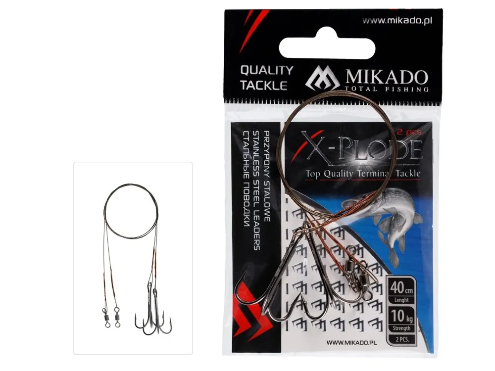 Bezpečná Platba Mikado Ocelové Lanko s trojháčkem 40cm 10kg 2ks, velikost háčku 2