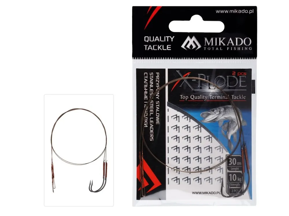 Mikado Ocelové Lanko s jednoháčkem 30cm 10kg 2ks, velikost háčku 2/0 Nová Kolekce