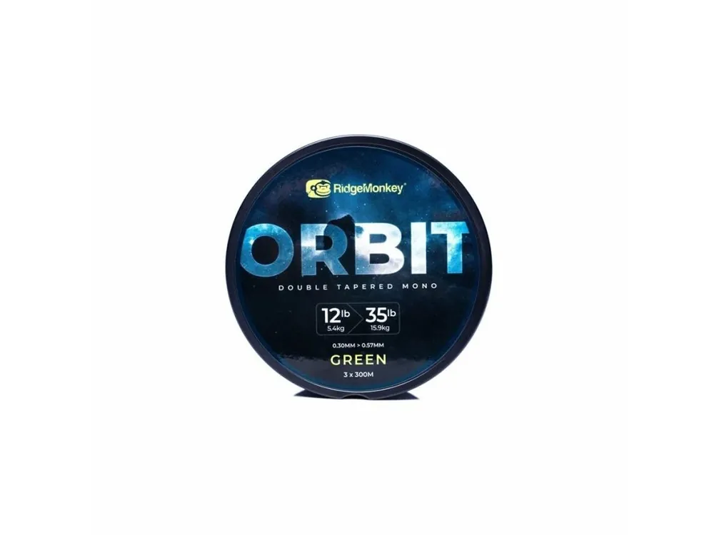 Originální RidgeMonkey Vlasec RM-Tec Orbit Double Tapered Mono 0,30-0,57mm 12-35lb 3x300m Green