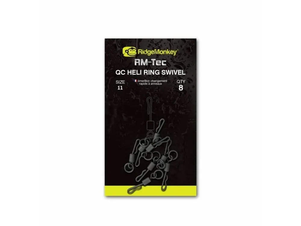 Speciální Cena RidgeMonkey Obratlík RM-Tec Quick Change Heli Ring Swivel Velikost 11 8ks