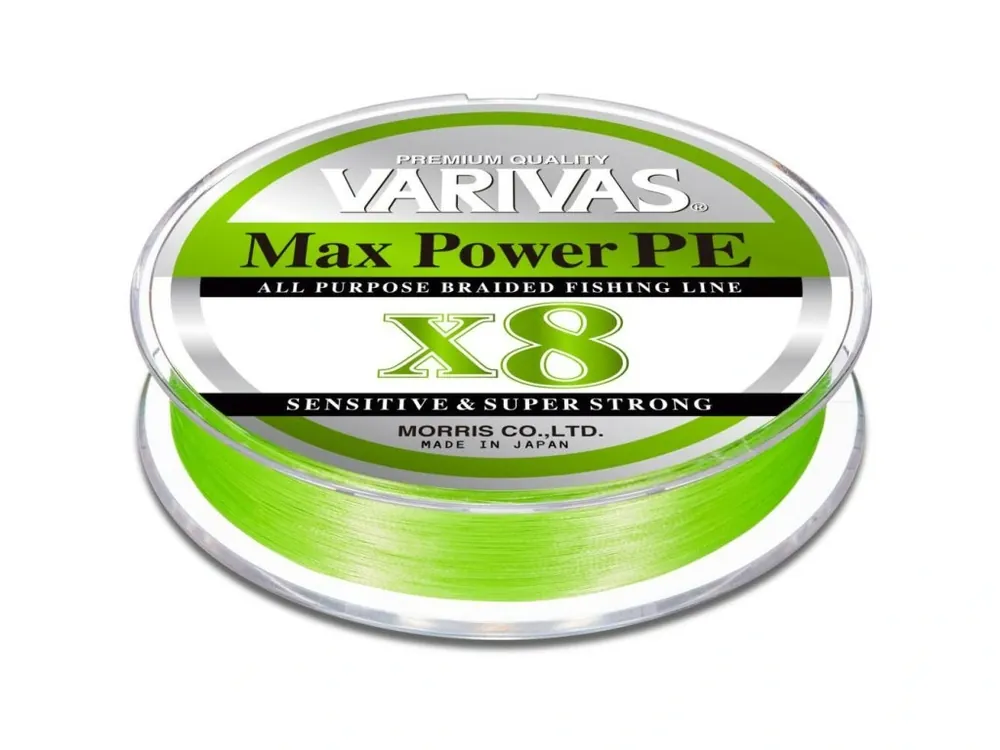 Vysoce Kvalitní Šňůra VARIVAS Max Power PE X8 Lime Green 0,6 150m 0,128mm 6,58kg