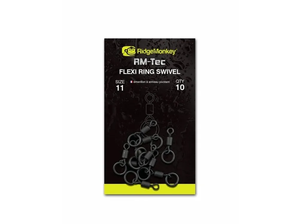 RidgeMonkey Obratlík RM-Tec Flexi Ring Swivel Velikost 11 10ks Rychlé Dodání