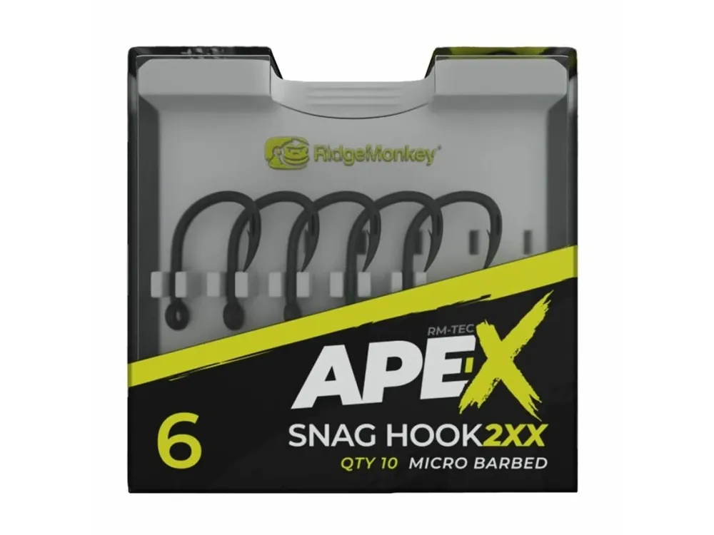 RidgeMonkey Háček Ape-X Snag Hook 2XX Barbed Velikost 6 10ks Rychlé Dodání