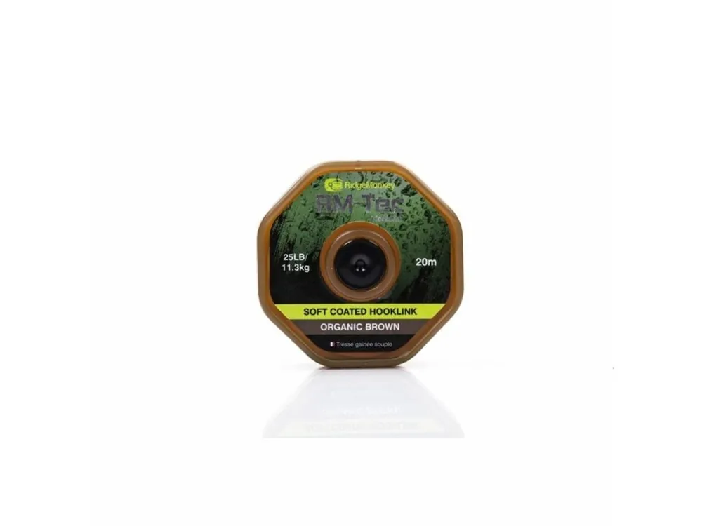 Časově Omezené RidgeMonkey Šnůra RM-Tec Soft Coated Hooklink 35lb 20m Hnědá