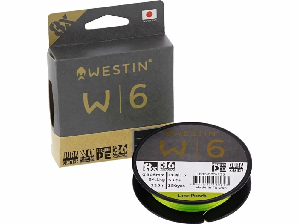 Šňůra Westin W6 8 Braid Lime Punch 0,128mm 5,5kg 135m Top Prodej