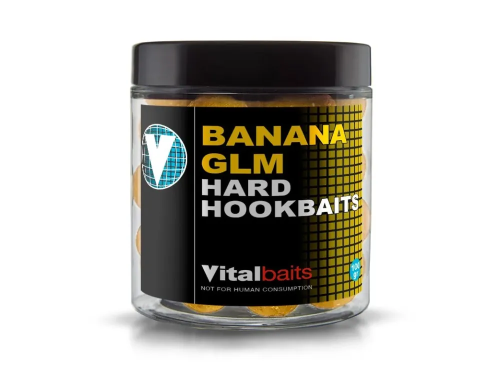 Vitalbaits Boilies Hard Hook Bait Banana GLM 100g 18mm Pouze Dnes
