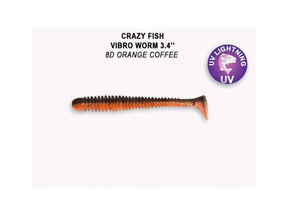 Expresní Doručení Vibro Worm 8,5 cm barva 8D orange coffe floating
