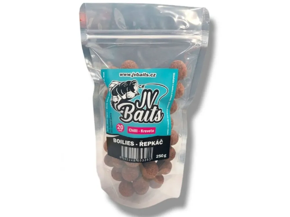 JV Baits boilies řepkáč chilli-kreveta 250g 20mm Sleva