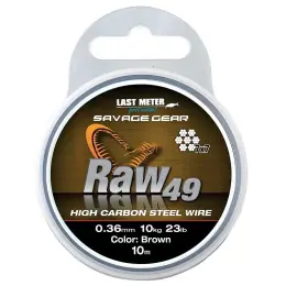 Super Cena SAVAGE GEAR - Lanko Raw49 steel wire brown 10m / 0,36mm / 11kg