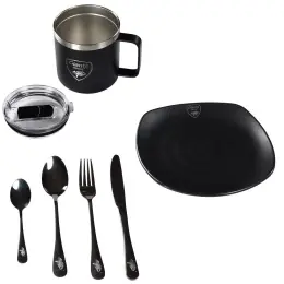 Víkendová Akce Giants fishing Set nádobí - termo hrnek + sada příborů + talíř