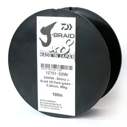 Originální DAIWA - Šňůra J-Braid X8 Dark green - 0,35mm, 36kg, 100m
