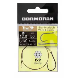 Pouze Dnes Cormoran - Lanko 1X7 wire leader with loop and single hook vel.1/0 50cm 12kg bal.1ks